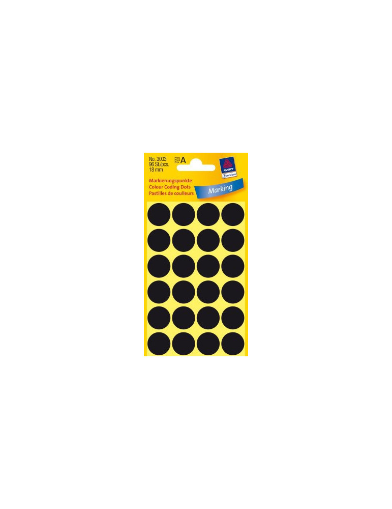 Etiket Zweckform 18mm rond blister 4 vel a 24 et. zwart