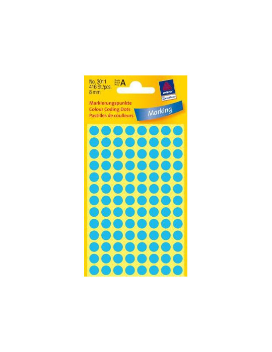 Etiket Zweckform 8mm rond blister 4 vel a 104 et. blauw