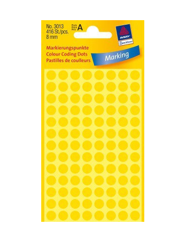 Etiket Zweckform 8mm rond blister 4 vel a 104 et. geel