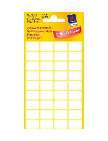 Etiquettes tous usages, blanches 18x12mm