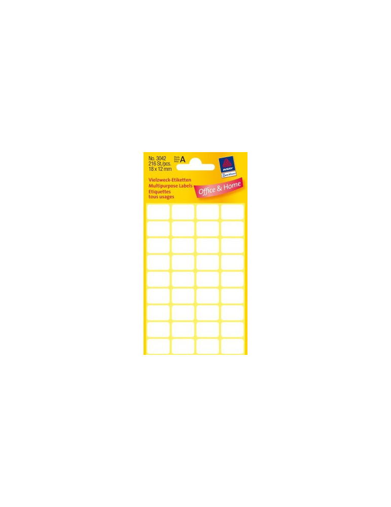 Etiquettes tous usages, blanches 18x12mm