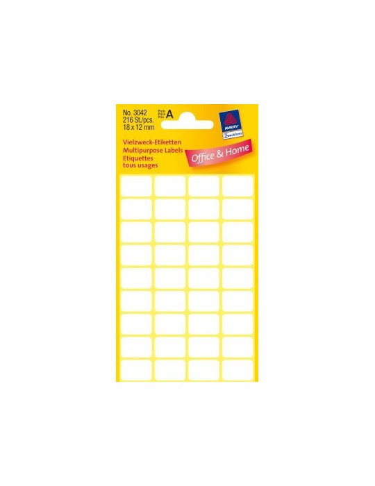 Etiquettes tous usages, blanches 18x12mm