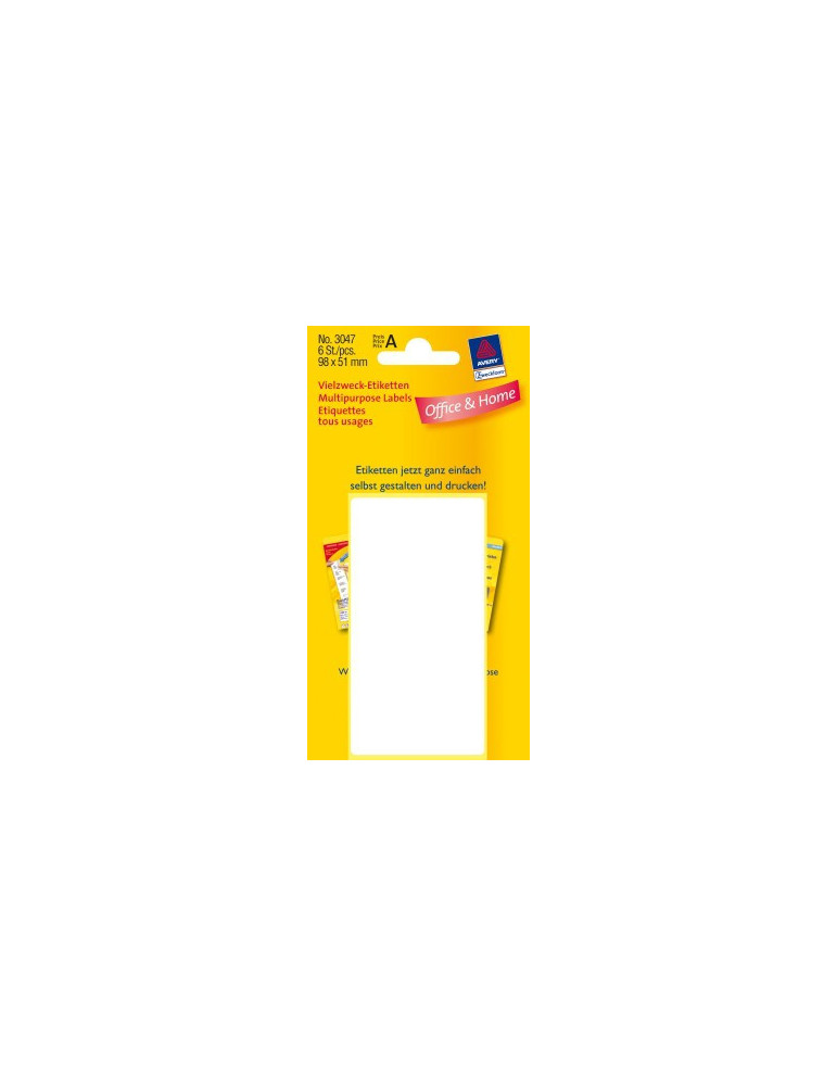 etiket Zweckform 98x51mm wit blister a 6 etiketjes