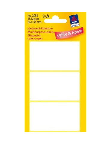 etiket Zweckform 66x38mm wit blister a 18 etiketjes