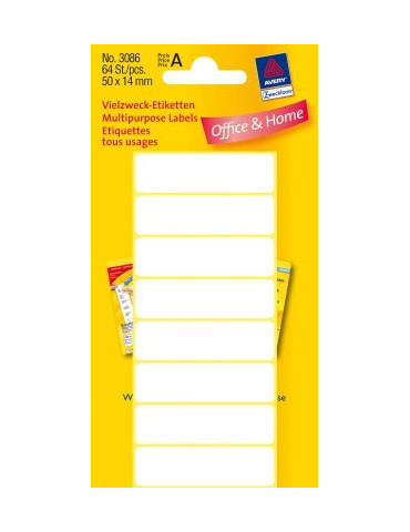 etiket Zweckform 50x14mm wit blister a 64 etiketjes