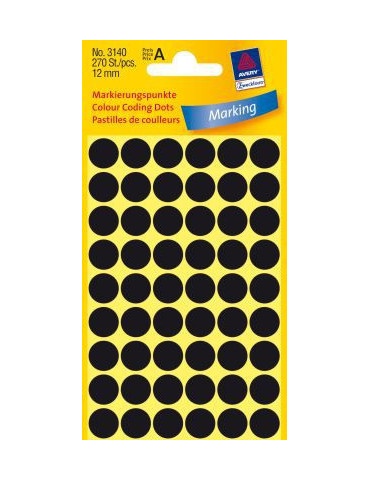 etiket Zweckform 12mm rond 5 vel a 54 etiketjes zwart