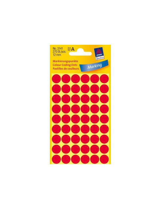 Etiket Zweckform 12mm rond blister 5 vel a 54 et. rood