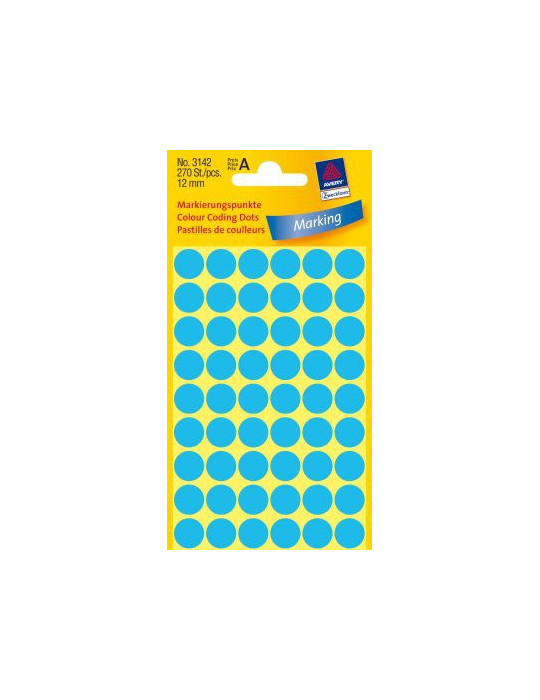 Etiket Zweckform 12mm rond blister 5 vel a 54 et. blauw