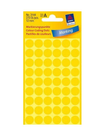 Etiket Zweckform 12mm rond blister 5 vel a 54 et. geel
