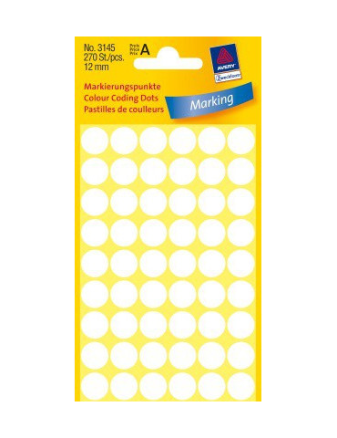 Etiket Zweckform 12mm rond blister 5 vel a 54 et. wit