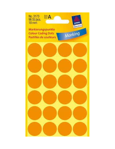 Pastilles Colorées, orange claires, Ø 18mm 4 feuilles, 24 et. par feui