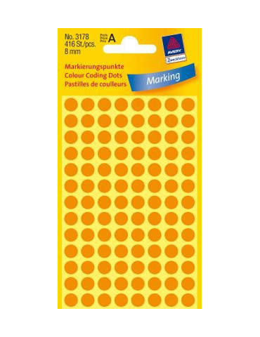 etiket Zweckform 8mm rond 4 vel a 104 etiketjes lichtoranje