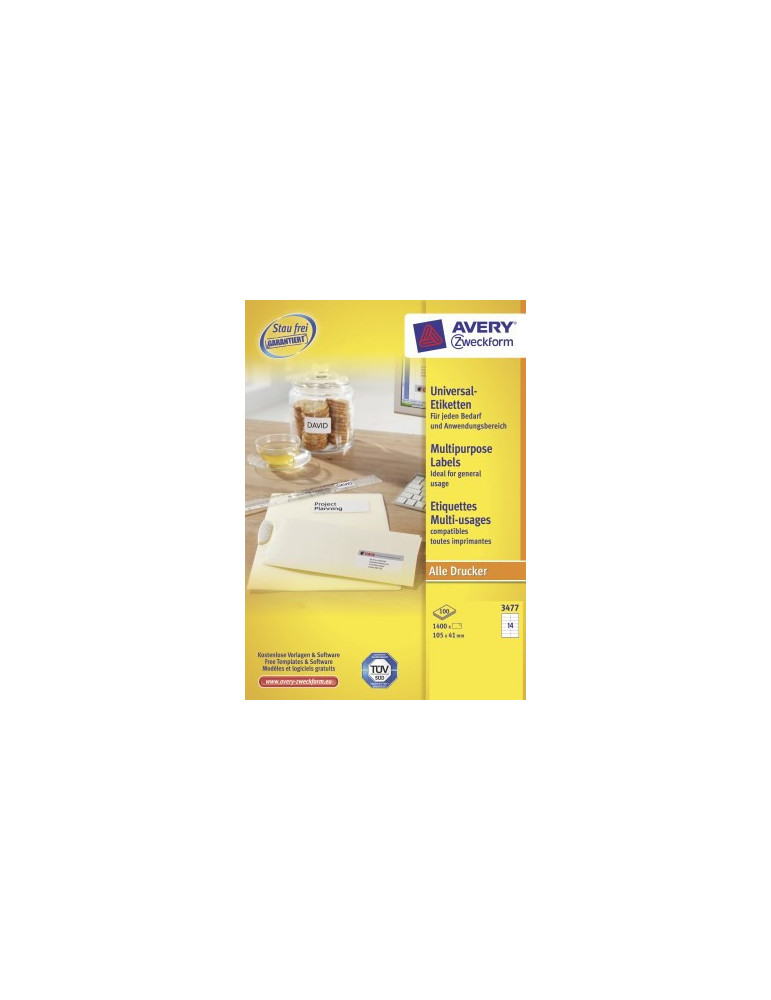 Etiket Avery ILK 105x41mm wit doos 100 vel 14 etiketten per vel