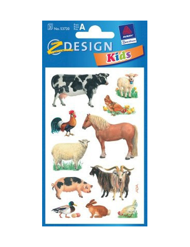 *Papieretiket Z-design Kids boerderijdieren 3 vel