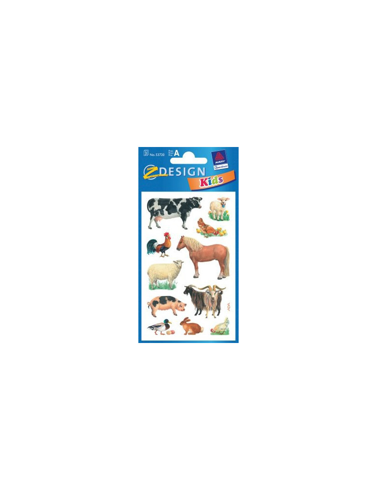 *Papieretiket Z-design Kids boerderijdieren 3 vel