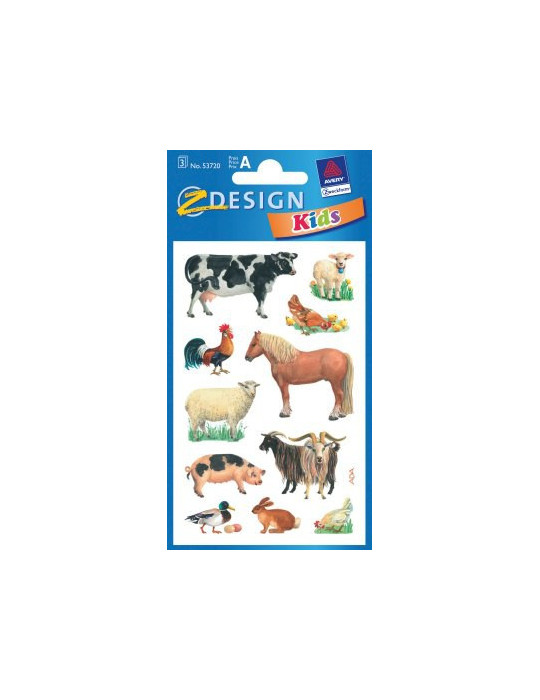 *Papieretiket Z-design Kids boerderijdieren 3 vel