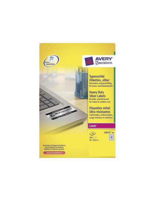 Etiquettes ultra-résistantes métalliques, 96 x 50,8mm