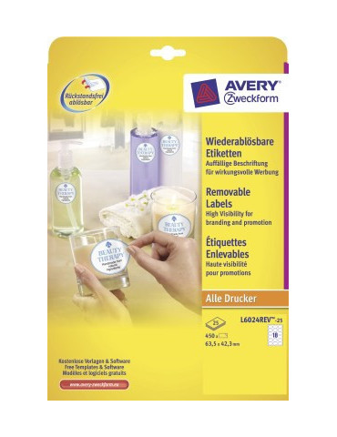Etiket Avery ILK 63,5x42,3mm wit NP doos 25 vel 18 et. per vel
