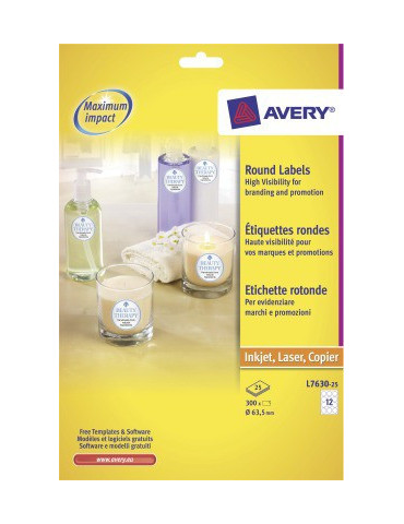 Etiquettes haute visibilité, Blanches 63,5mm