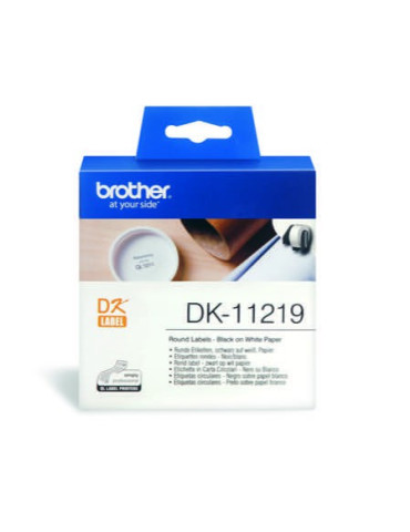 DK-11219 Perm Adhesive Round label 12mm