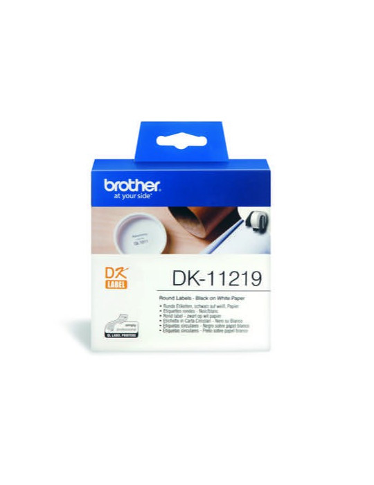 DK-11219 Perm Adhesive Round label 12mm