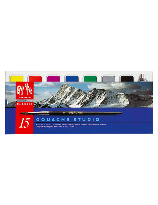 GOUACHE BTE METAL 15COUL+PINCEAU