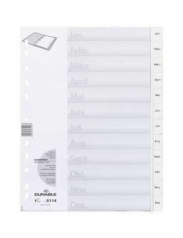 TABBLADEN A4 JAN-DEC PVC WIT
