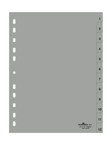 TABBLADEN A4 1-12 PVC GRIJS £