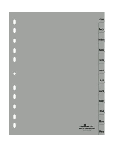 TABBLADEN A4 JAN-DEC PVC GRIJS