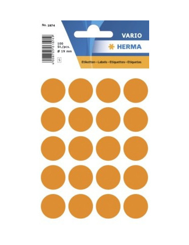 VARIO ÉTIQUETTES ORANGES FLUO Ø19