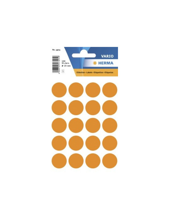 VARIO ÉTIQUETTES ORANGES FLUO Ø19