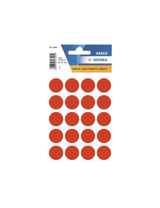 VARIO ÉTIQUETTES ROUGES FLUO Ø19