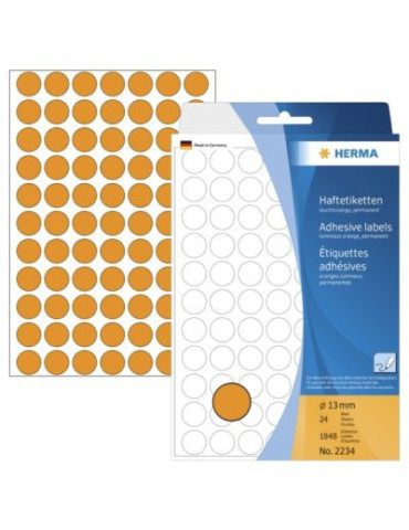 ÉTUI BUREAU ÉTIQUETTES Ø13 ORANGES FLUO