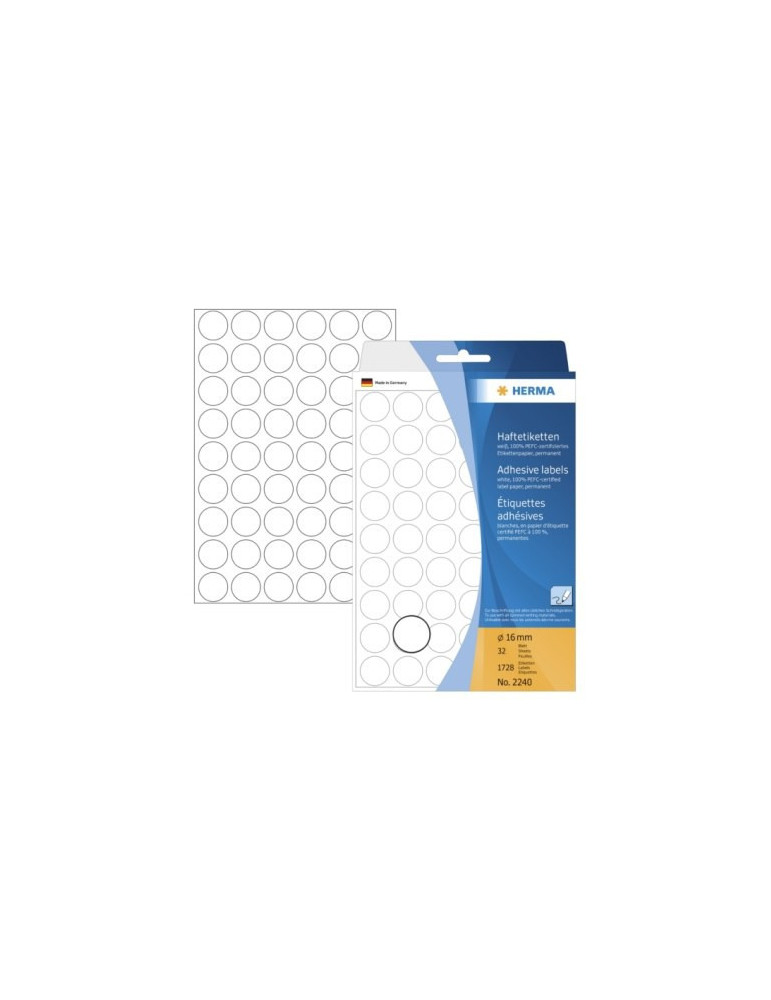 ÉTUI BUREAU ÉTIQUETTES Ø16 BLANCHES