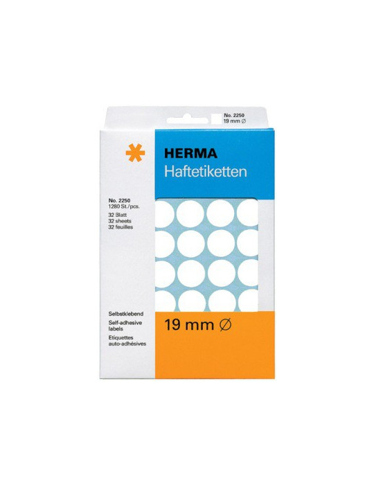 ÉTUI BUREAU ÉTIQUETTES Ø19 BLANCHES