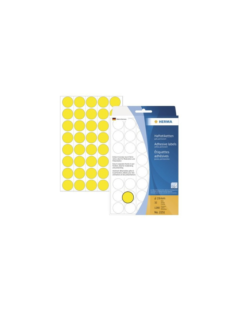 ÉTUI BUREAU ÉTIQUETTES Ø19 JAUNES