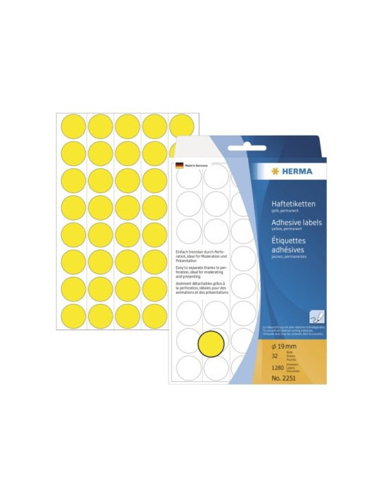 ÉTUI BUREAU ÉTIQUETTES Ø19 JAUNES
