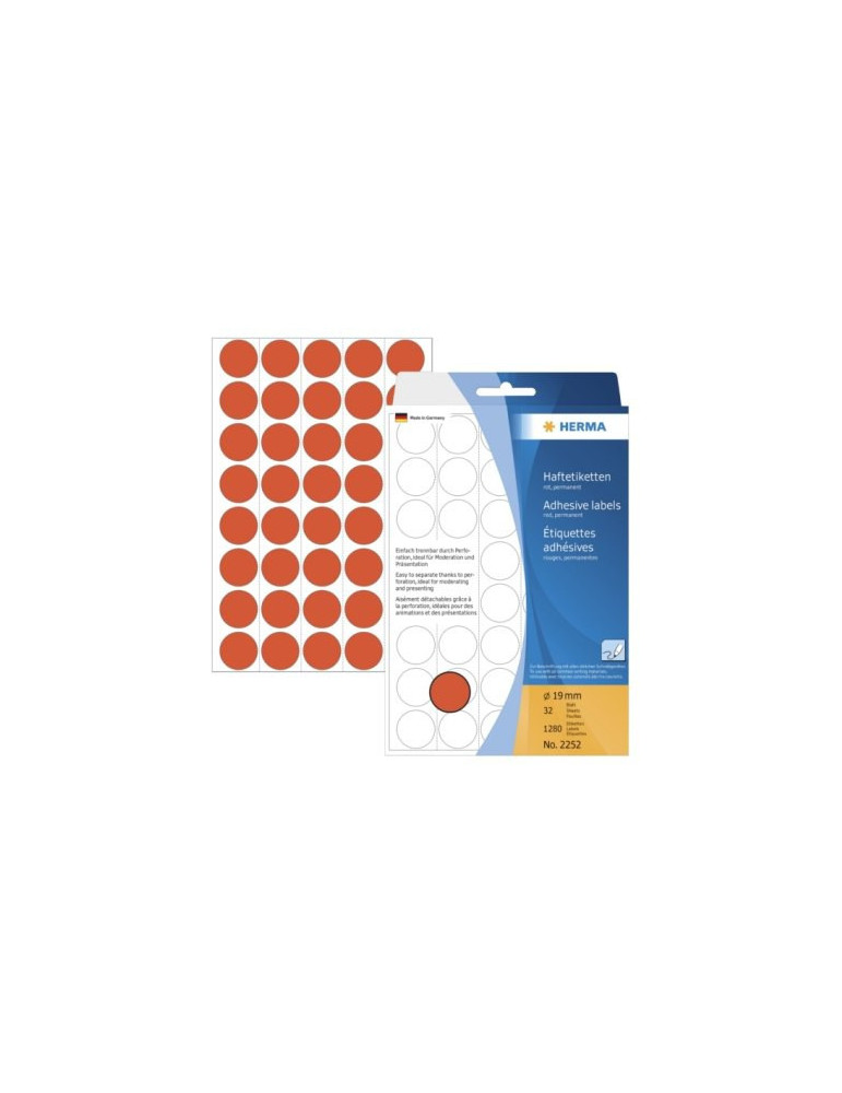 ÉTUI BUREAU ÉTIQUETTES Ø19 ROUGES