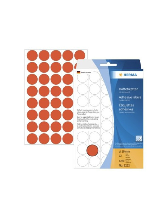 ÉTUI BUREAU ÉTIQUETTES Ø19 ROUGES