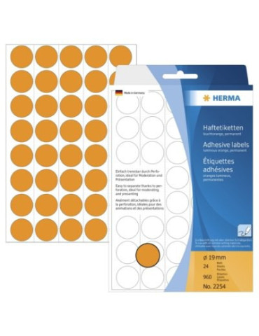 ÉTUI BUREAU ÉTIQUETTES Ø19 ORANGES FLUO