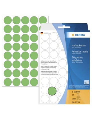 ÉTUI BUREAU ÉTIQUETTES Ø19 VERTES