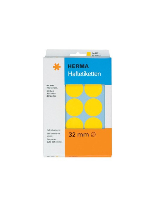 ÉTUI BUREAU ÉTIQUETTES Ø32 JAUNES