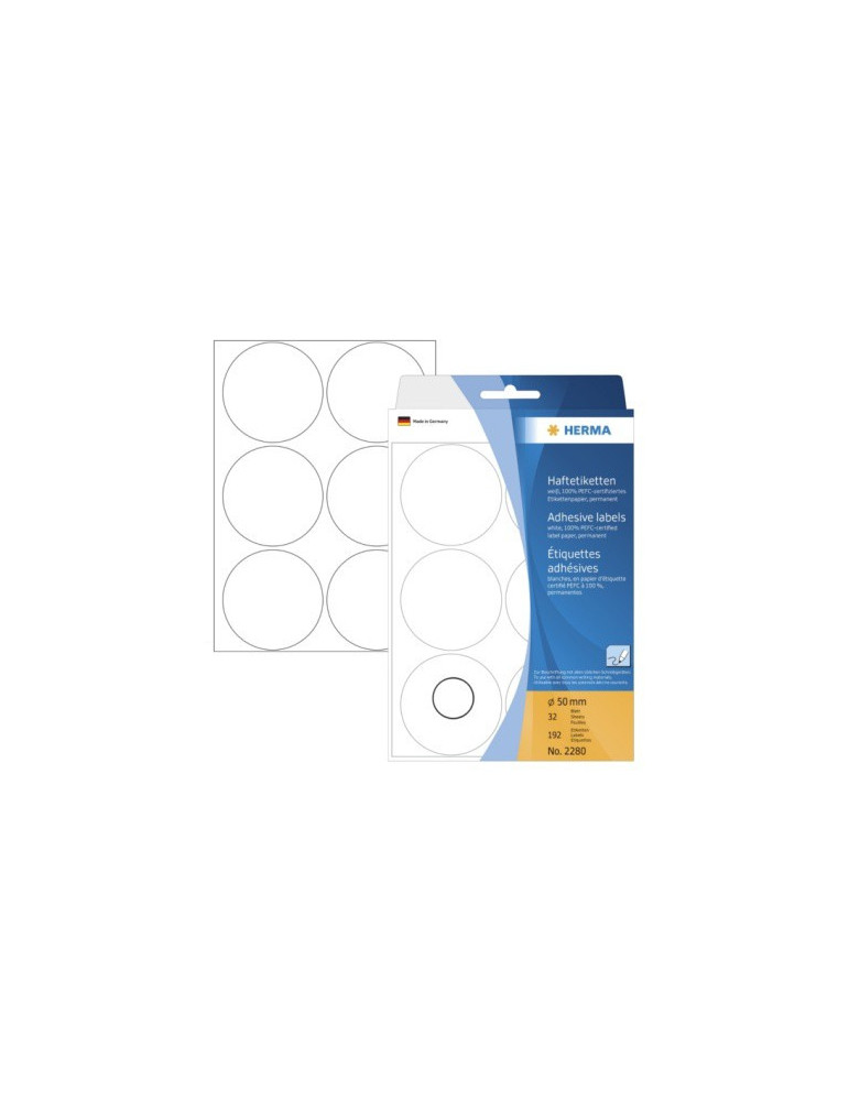 ÉTUI BUREAU ÉTIQUETTES Ø50 BLANCHES