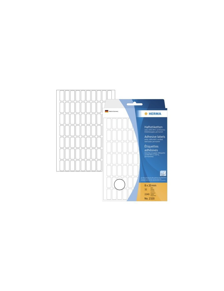 ÉTUI BUREAU ÉTIQUETTES 8x20 BLANCHES