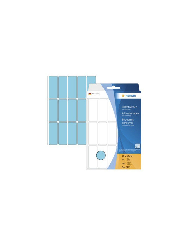 ÉTUI BUREAU ÉTIQUETTES 20x50 BLEUES