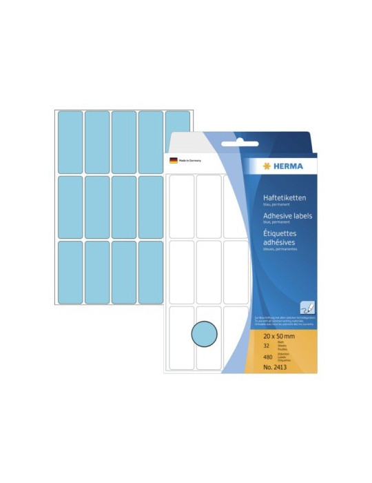 ÉTUI BUREAU ÉTIQUETTES 20x50 BLEUES