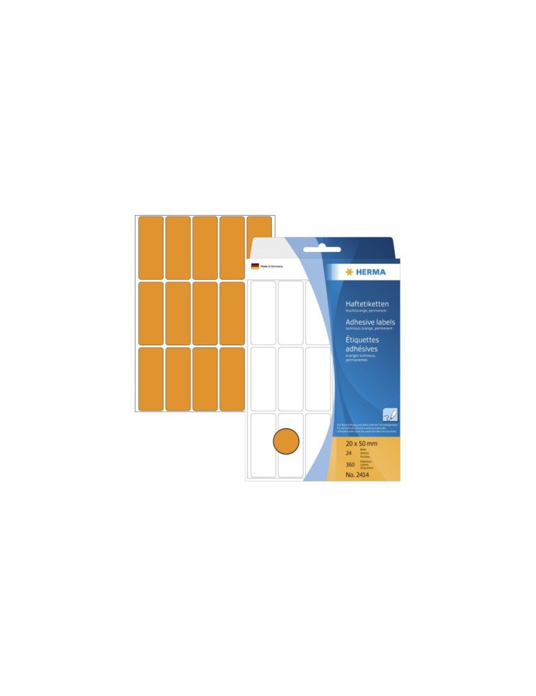 ÉTUI BUREAU ÉTIQUETTES 20x50 ORANGE FLUO