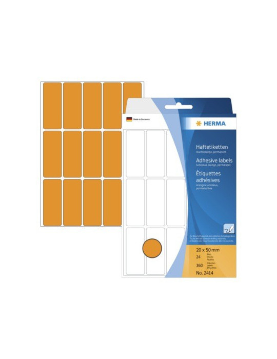 ÉTUI BUREAU ÉTIQUETTES 20x50 ORANGE FLUO