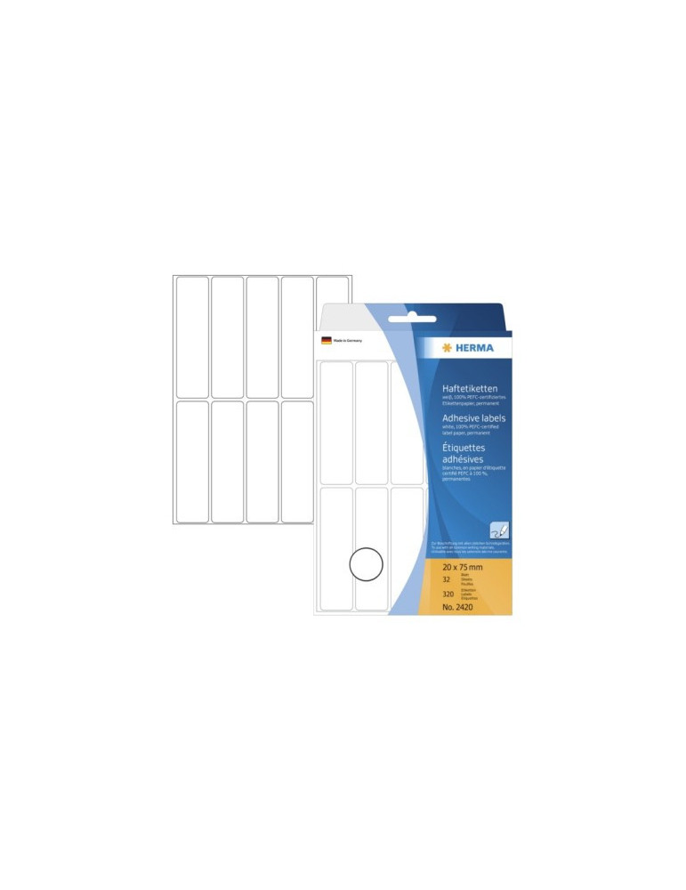 ÉTUI BUREAU ÉTIQUETTES 20x75 BLANCHES