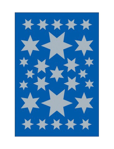 DECOR ÉTOILES, TAILLES DIFF. ARGENTÉES